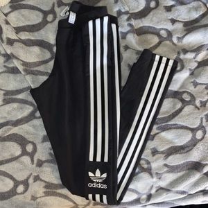 Embroiled Adidas black and white leggings